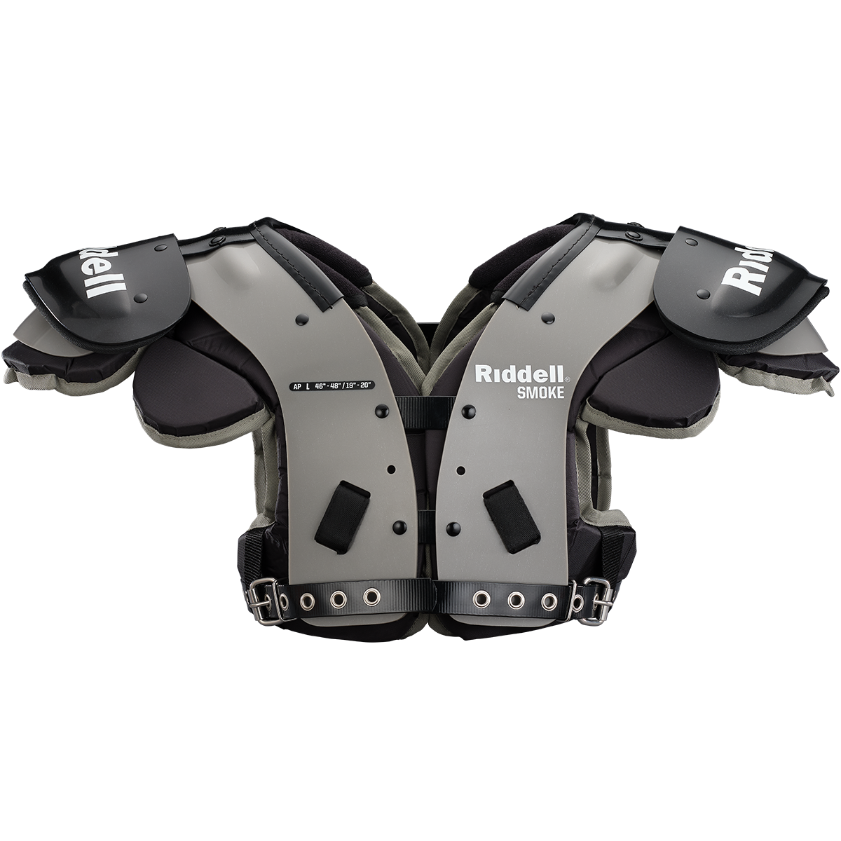 Riddell Smoke AP low-profile football shoulder pads with flat pad design and swivel front for all-purpose positions