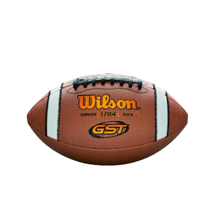 Wilson GST TDY Composite youth football with durable composite leather, double white grip stripes, and patented Accurate Control Lacing for enhanced grip and control.