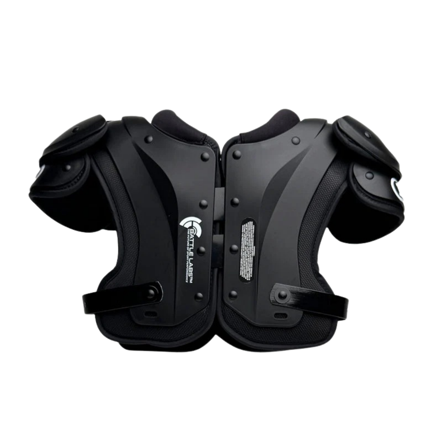 Battle Phantom youth shoulder pads in black with lightweight low profile design for American football players