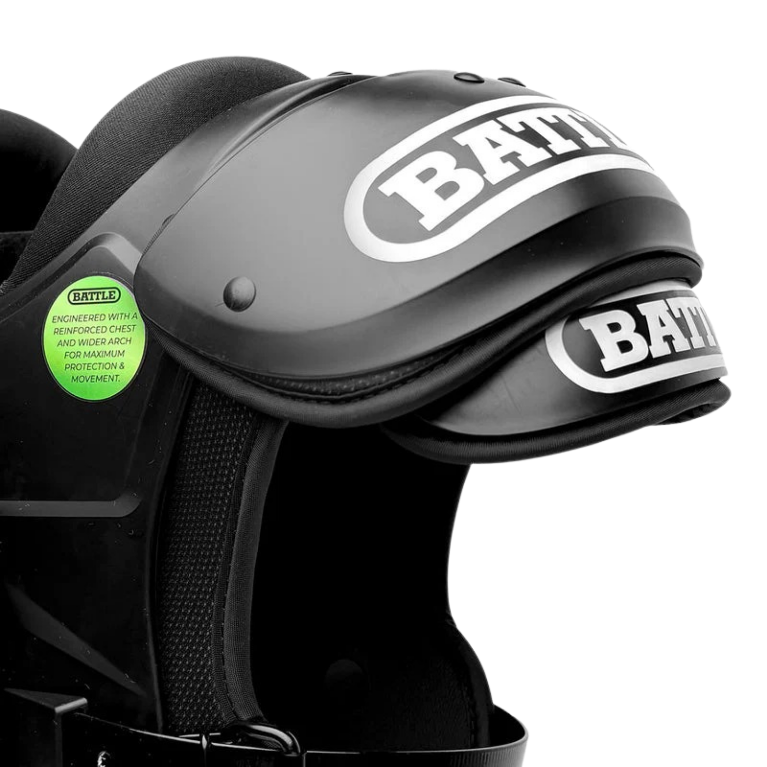 Battle Phantom youth shoulder pads in black with lightweight low profile design for American football players