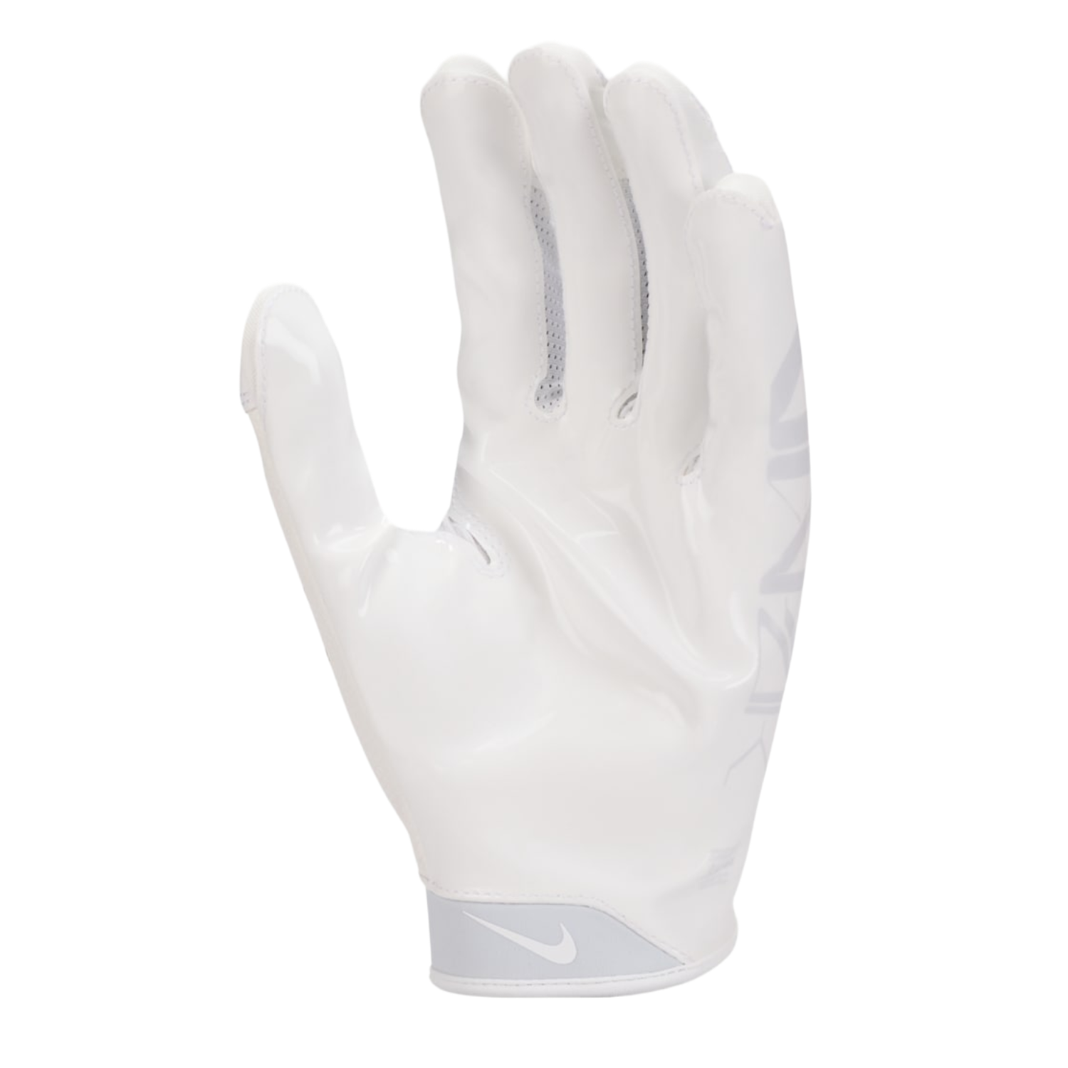 Nike Vapor Jet 9.0 football gloves in white, palm view showing tacky grip surface