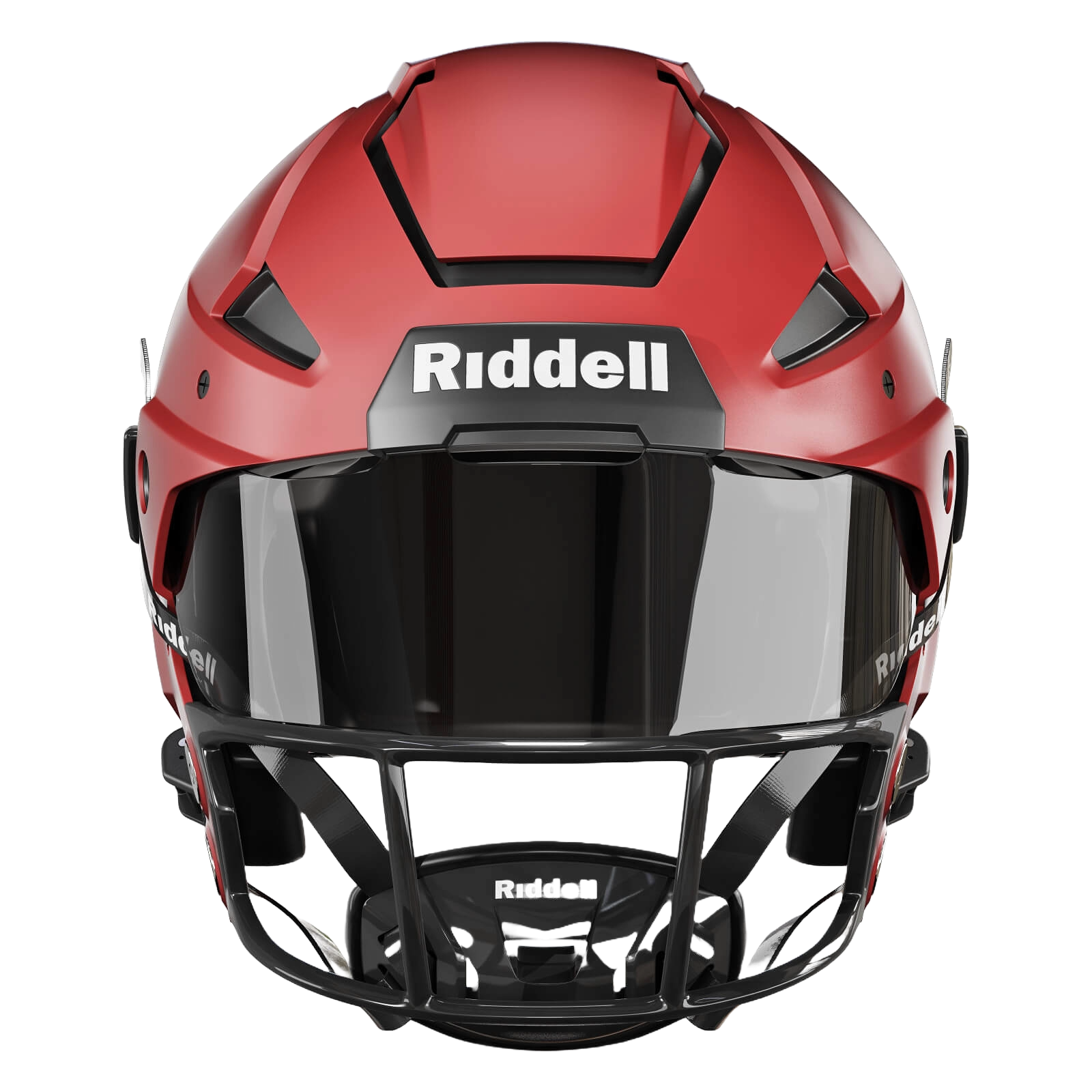 black football helmet with red face mask Riddell Axiom Football Helmet with Facemask