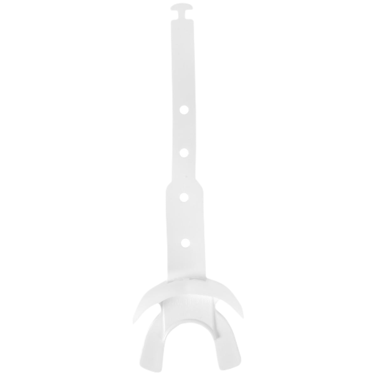 White Vettex Doubleguard football mouthguard with adjustable strap and lip protection.