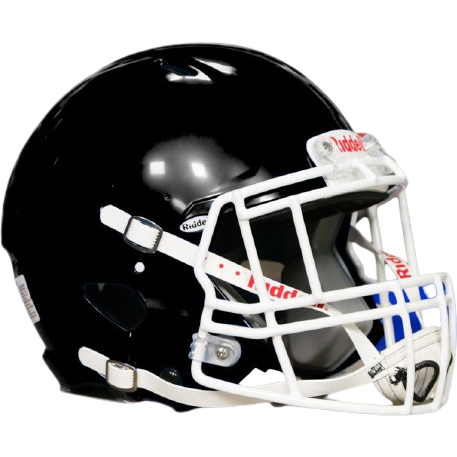 Riddell Victor-I youth football helmet in black with white facemask, impact lateral protection, and inflatable jaw pads for custom comfort