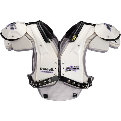 Riddell SPK+ AP 2024 football shoulder pads with RipKord removal, STAC shoulder system, and swivel fronts.