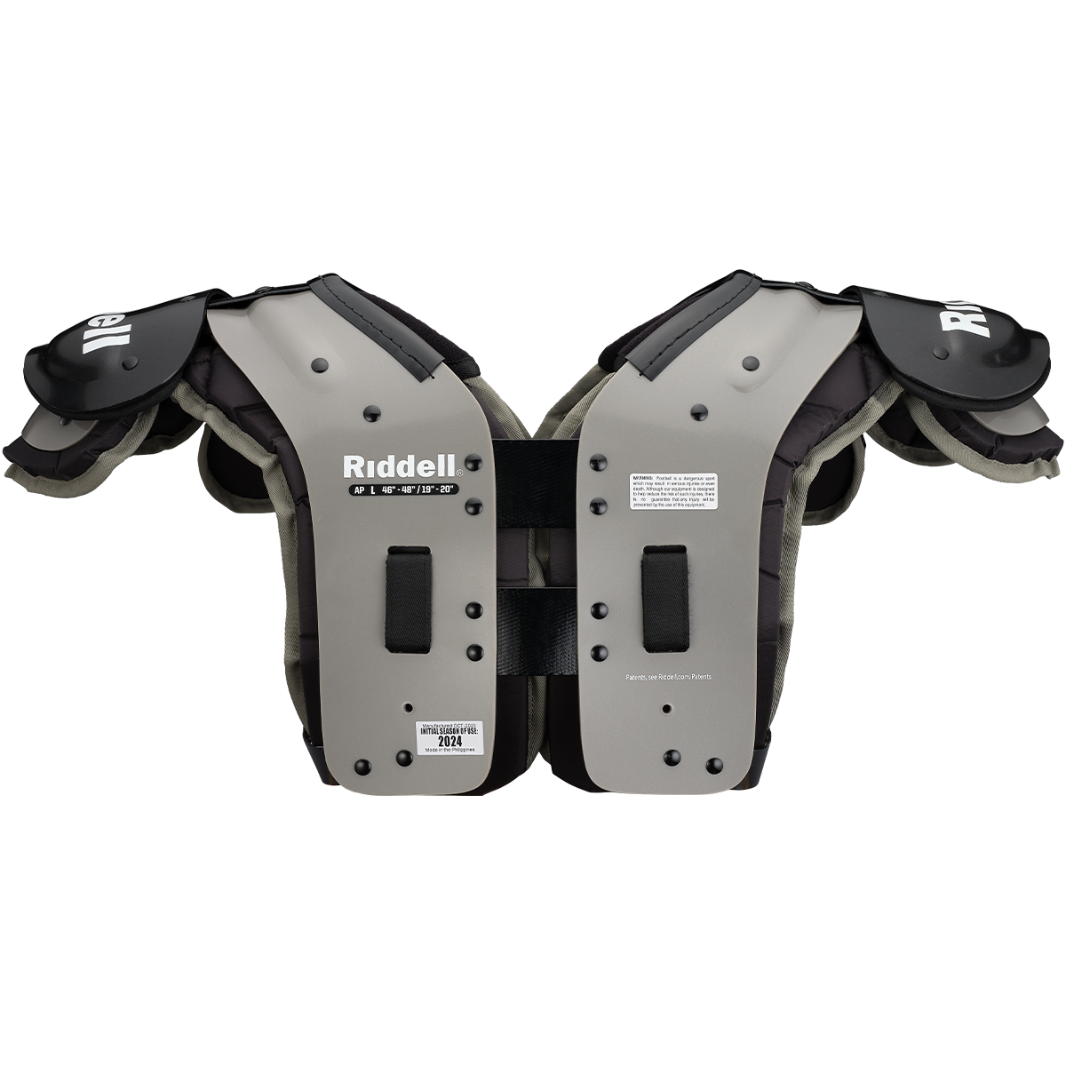 Riddell Smoke AP football shoulder pads with flat design, swivel front, and swim cut arches for all-purpose positions