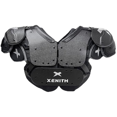 Xenith Pro Varsity all-purpose black football shoulder pads with ergonomic design and adjustable fit for superior protection and comfort