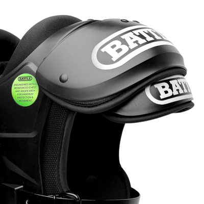 Battle Phantom youth shoulder pads in black with lightweight low profile design for American football players