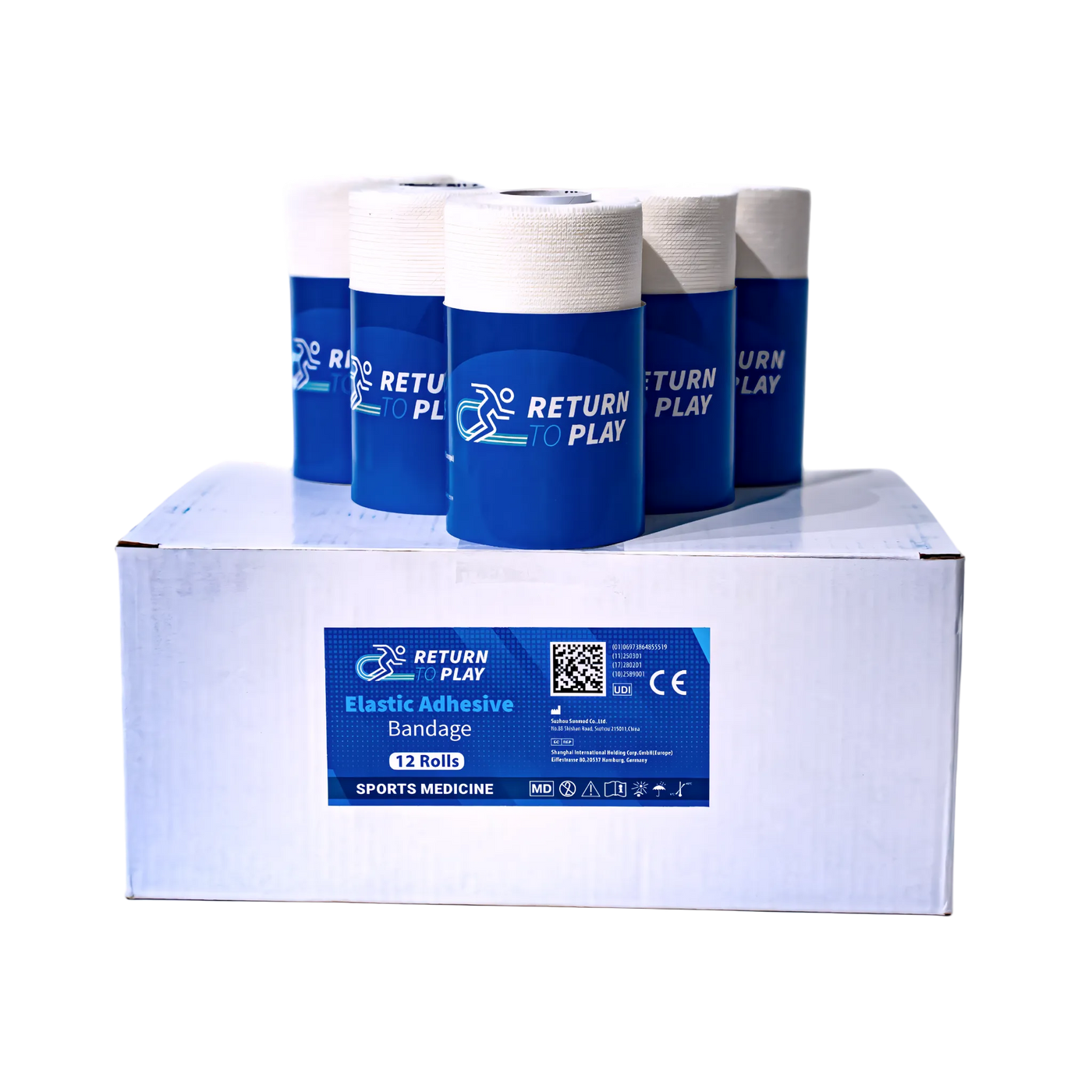 Return to Play Elastisk Selvklæbende Bandage EAB 12‑pak 10 cm × 4,5 m