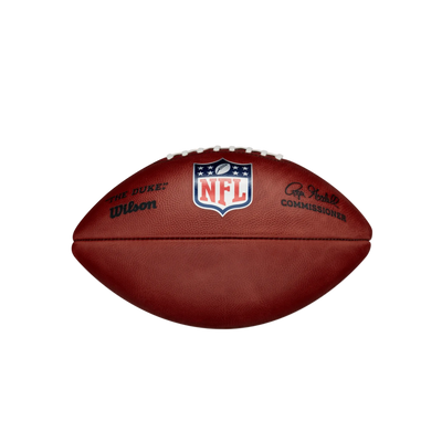 Wilson Duke NFL football top view showing leather panels