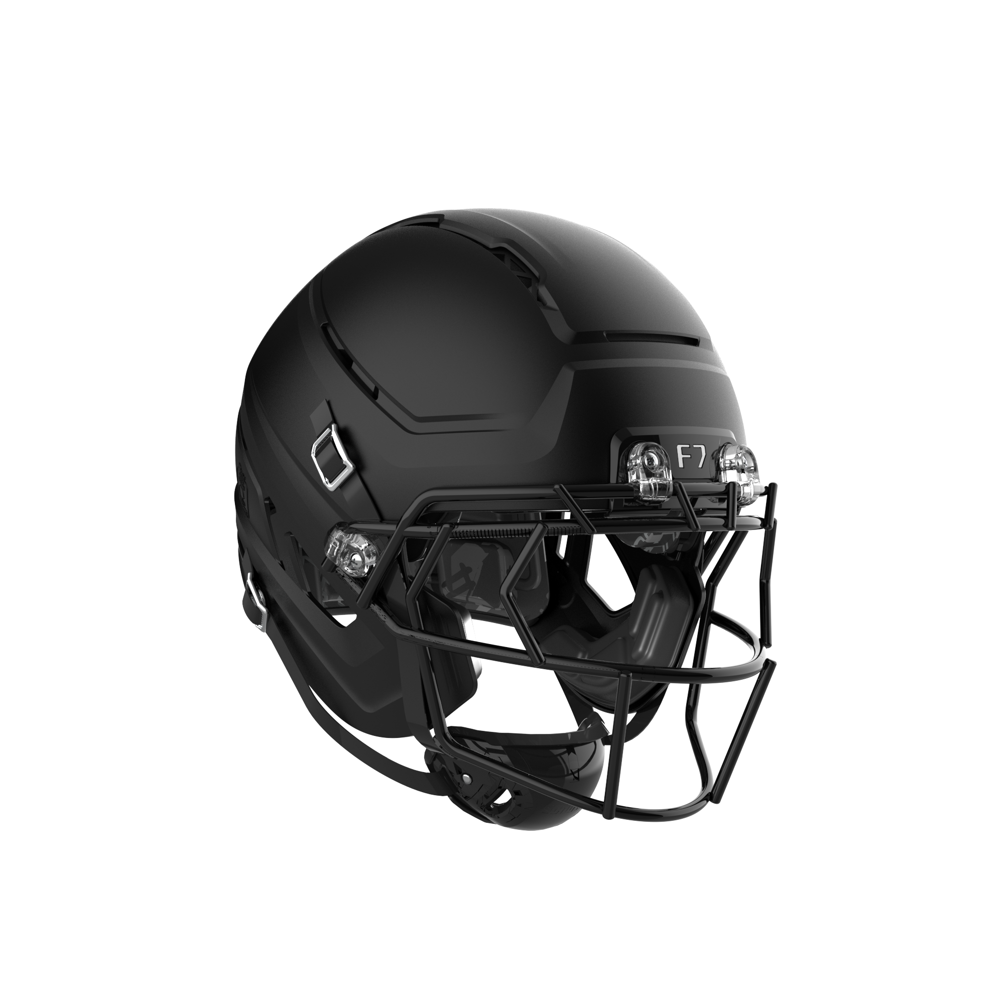 Schutt F7 AIR helmet in Matte Black, three-quarter view