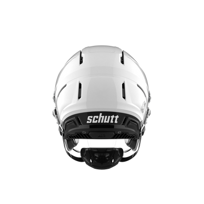 Schutt F7 AIR helmet in Gloss White, rear view