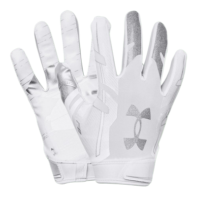 Under Armour F8 white durable breathable gloves with 3D print overlays and adjustable closure