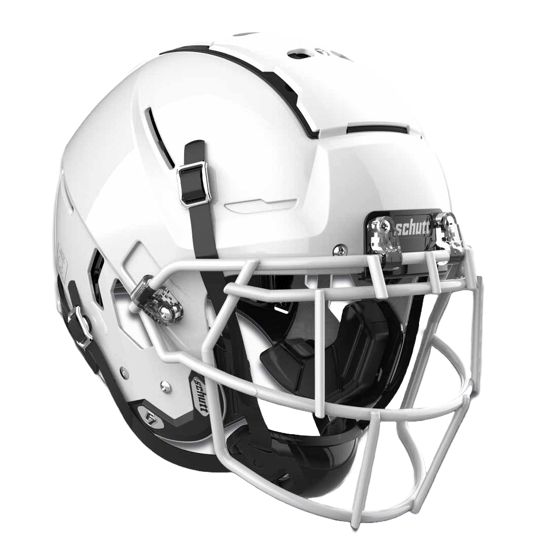 Schutt F7 VTD Collegiate football helmet with advanced 3DM Tektonic Plates and TPU cushioning for enhanced impact protection.