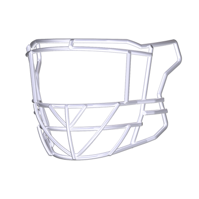 Riddell SF-2EG-TX lightweight tubular steel football facemask compatible with Quick Release technology, designed for linemen, linebackers, and fullbacks.