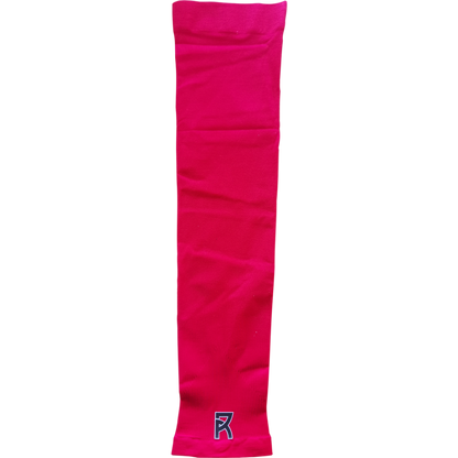 Reyrr Compression Arm Sleeve in bright pink, breathable and elastic fabric for UV protection and sweat wicking