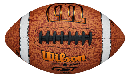 Wilson GST TDS Composite durable composite leather football with white grip stripes and accurate control lacing for high school and college play